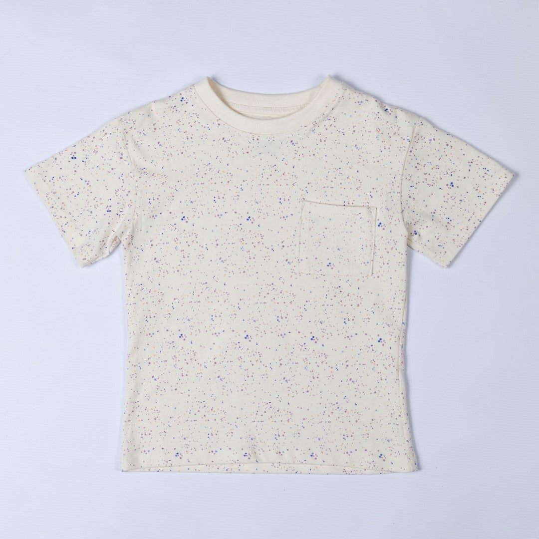 Product shot of the pastel speckled short-sleeved Aneby tee